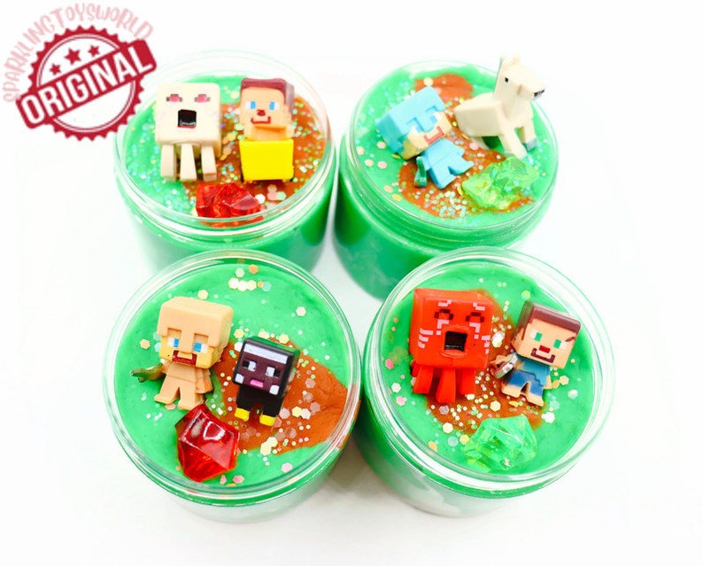 Minecraft Party Favors, Playdough Jars, Play Dough Kit, Minecrafter