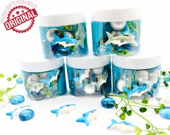 Shark Playdough Jar, Playdough Jars, Playdough Sensory Kit, Playdough Kit, Party favor, shark theme