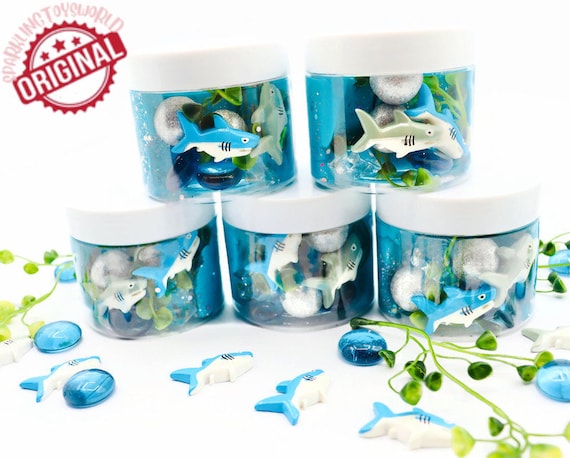 Shark Playdough Jar, Playdough Jars, Playdough Sensory Kit, Playdough Kit, Party favor, shark theme