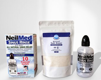 NeilMed and Sinarinse Mineral Sea Salt 250g Nasal Irrigation Kit, Sinusitis
