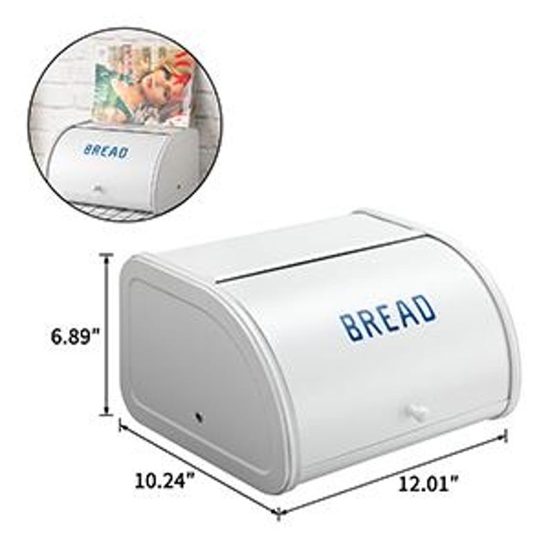 Metal Bread Box, Vintage Bread Container for Kitchen Countertop, Roll ...