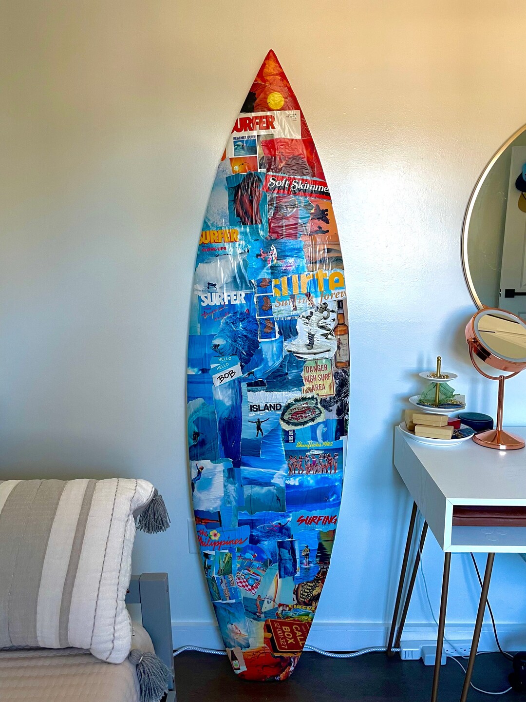 Mixed Media Surfboard Art Surf Magazine Surf Décor Beach House Décor