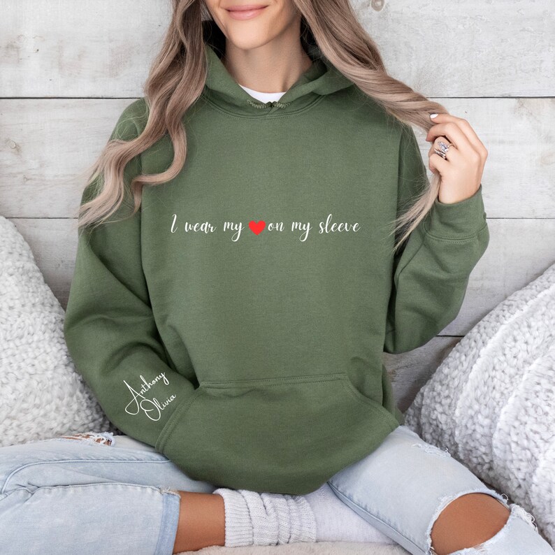 Wear My Heart On My Sleeve Sweatshrt, Mom, Chld, Personalzed