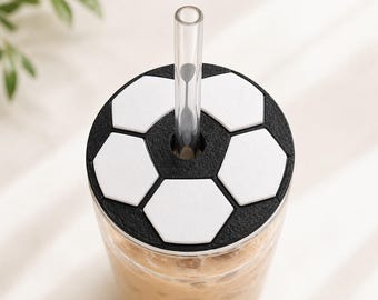 Soccer Lid Decor for libbey cup 16oz glasses Topper bamboo lid accessories