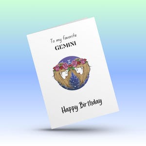 Zwilling Sternzeichen Geburtstagskarte | Astrologie Geschenk mit Persönlichkeitsmerkmale | Horoskop Geburtstagskarte (druckbar oder gedruckt) | 13x18cm Geburtstagskarte