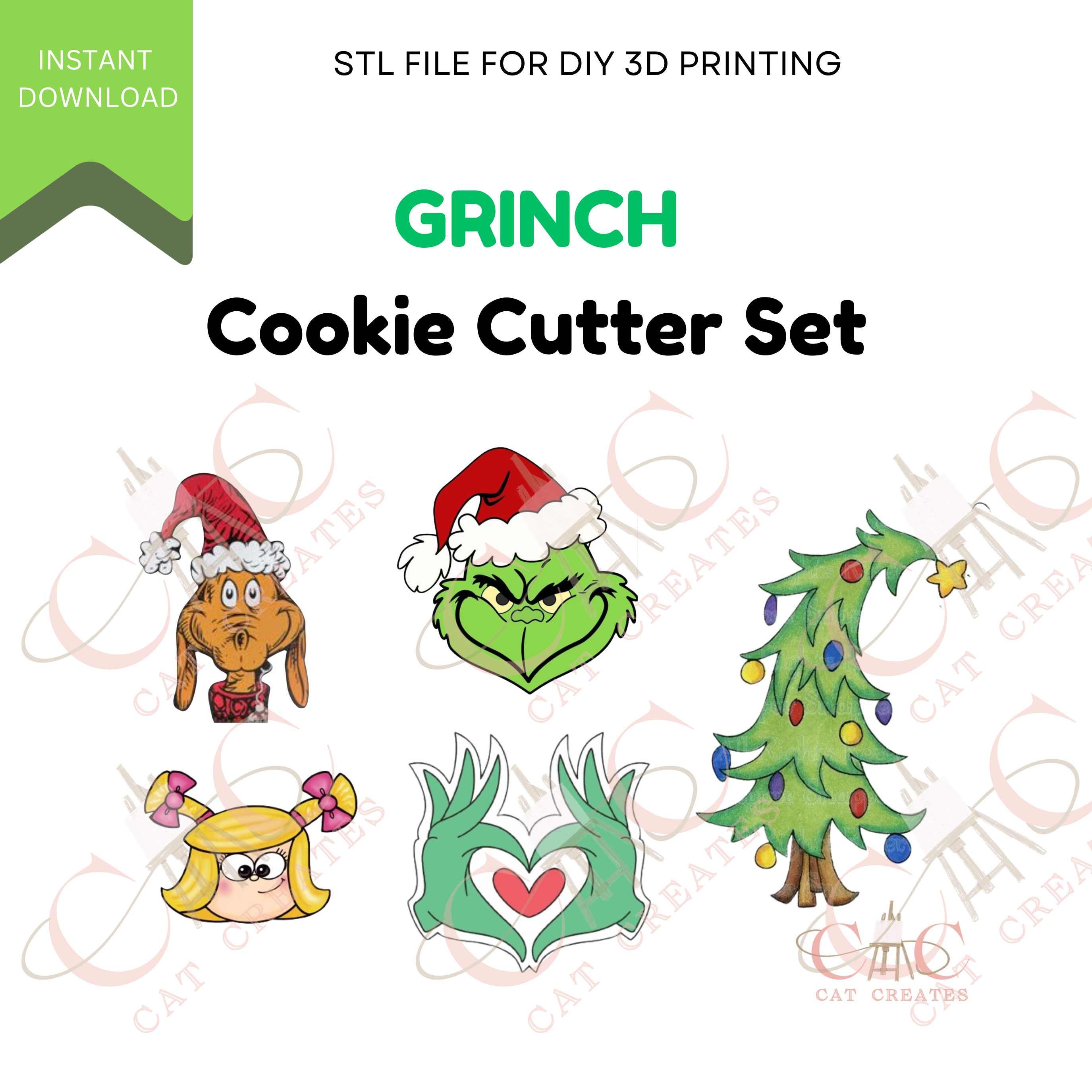 Grinch cookie cutter set polymer clay cutter fondant christmas cutters