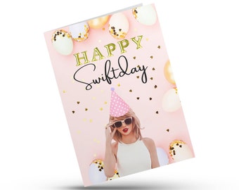Tarjeta de cumpleaños personalizada de SWIFTIE: Nombre editable (PDF imprimible)