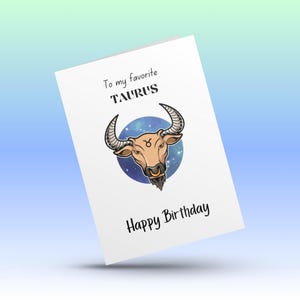 Geburtstagskarte mit Sternzeichen Stier | Astrologie Geschenk mit Persönlichkeitsmerkmale | Horoskop Geburtstagskarte (druckbar oder gedruckt) | 13x18cm Geburtstagskarte