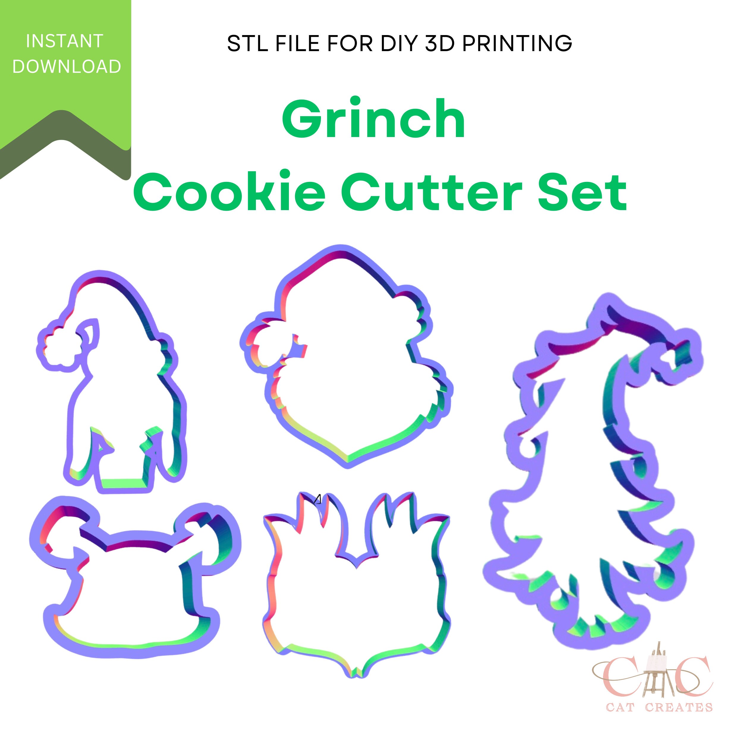 Grinch cookie cutter set polymer clay cutter fondant christmas cutters