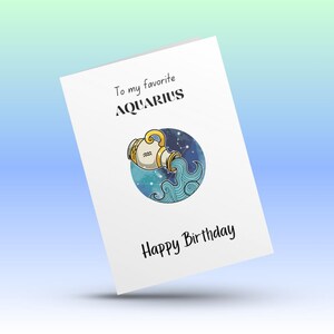 Wassermann Sternzeichen Geburtstagskarte | Astrologie Geschenk mit Persönlichkeitsmerkmale | Horoskop Geburtstagskarte (druckbar oder gedruckt) | 13x18cm Geburtstagskarte