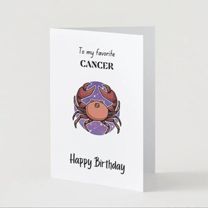 d'anniversaire du zodiaque du Cancer | Cadeau d'astrologie avec traits de personnalité | Carte d'anniversaire horoscope (imprimée ou imprimable) | Carte d'anniversaire de 5 x 7 po.