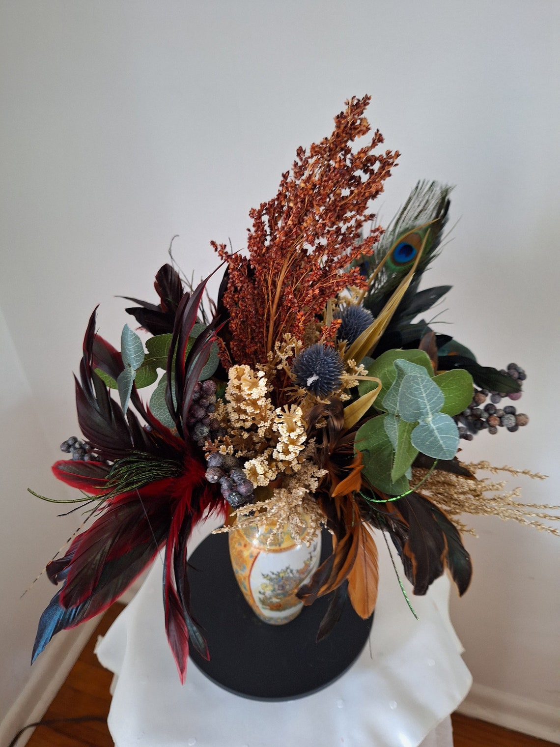 Dried Flowers With Peacock Feathers - Etsy