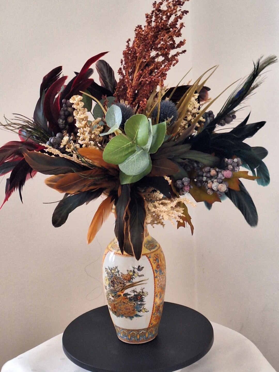 Dried Flowers With Peacock Feathers - Etsy