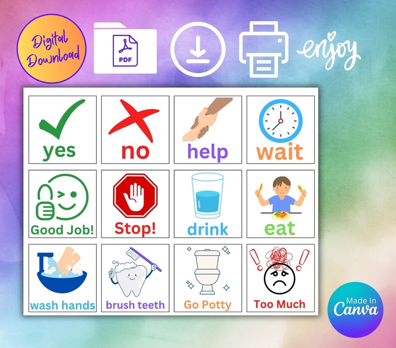 Printable Picture Cards Assisted Communication PDF, Non-verbal Pec's ...