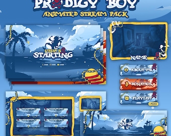 Prodigy Boy Anime Premium Animated Stream Package | Stream Overlays, Panels, Alerts, Cam Overlay, Screens | Twitch, Youtube, Kick