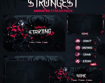The Stongest Anime Premium Animated Stream Package | Stream Overlays, Panels, Alerts, Cam Overlay, Screens | Twitch, Youtube, Kick