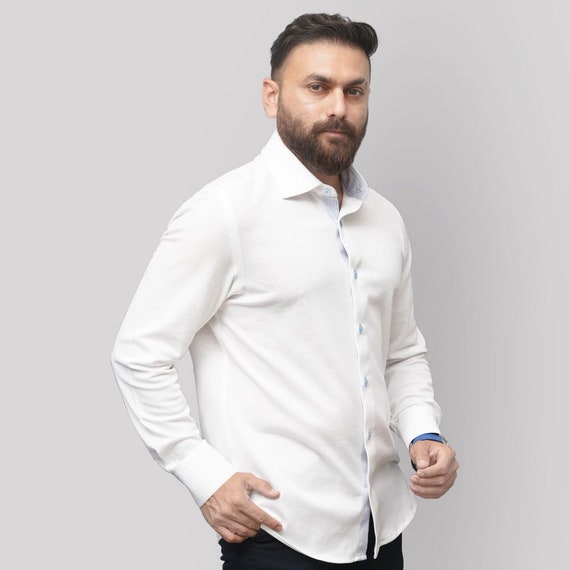 diamond white dress shirt Liam in White Diamond Textured Shirt, 18 36/37