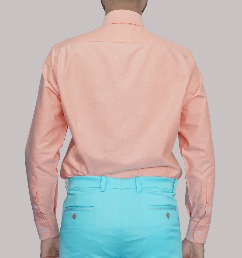 Oxford Button Down Collar Shirt peachy Orange Etsy