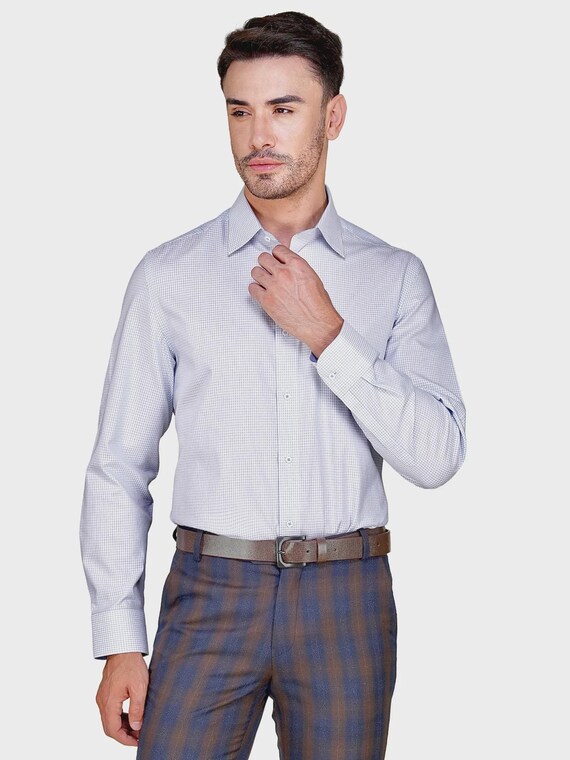 blue checkered dress shirt outfit The Notes From The Blue Room Twist Front Batwing Dress main image 1