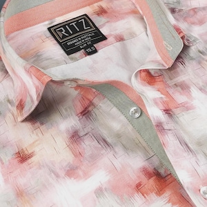 Men&#39;s Pure Cotton Watercolour Shirt: Autumn Hues, Designer Style