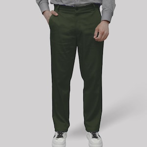 Cotton Chino with Jacquard Weave and Extra Stretch – Olive Ink