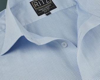 Camisa dobby de algodón para hombre sin planchado: informal de negocios con cuadros sutiles