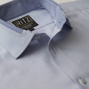 Men&#39;s Shirt/ Casual Shirt/ Dress Shirt/ Business Shirt/ Hand Made/ Designer Non-Iron Pure Cotton Sky Blue Shirt – Contrast Thread Weaving