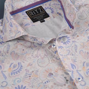 Men’s shirt/ Business shirt/ Casual Shirt/ Dress Shirt/ Designer Luxury Shirt/ Soft, Pastel Floral Print Whisperflora Shirt
