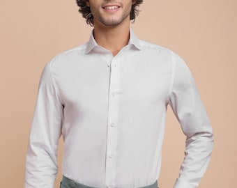 Camisa de sarga de algodón puro: Camisa de vestir de lujo hecha a mano