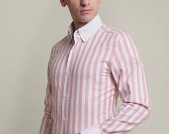 Camisa Winchester de rayas llamativas para hombre: tejido de sarga de algodón puro
