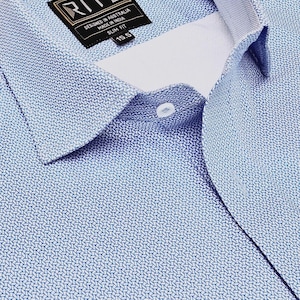 Men’s shirt/ Business shirt/ Casual Shirt/ Dress Shirt/ Non-Iron Fine Sky Blue Print Shirt With 100% Cotton Fabric - Extra Stretch