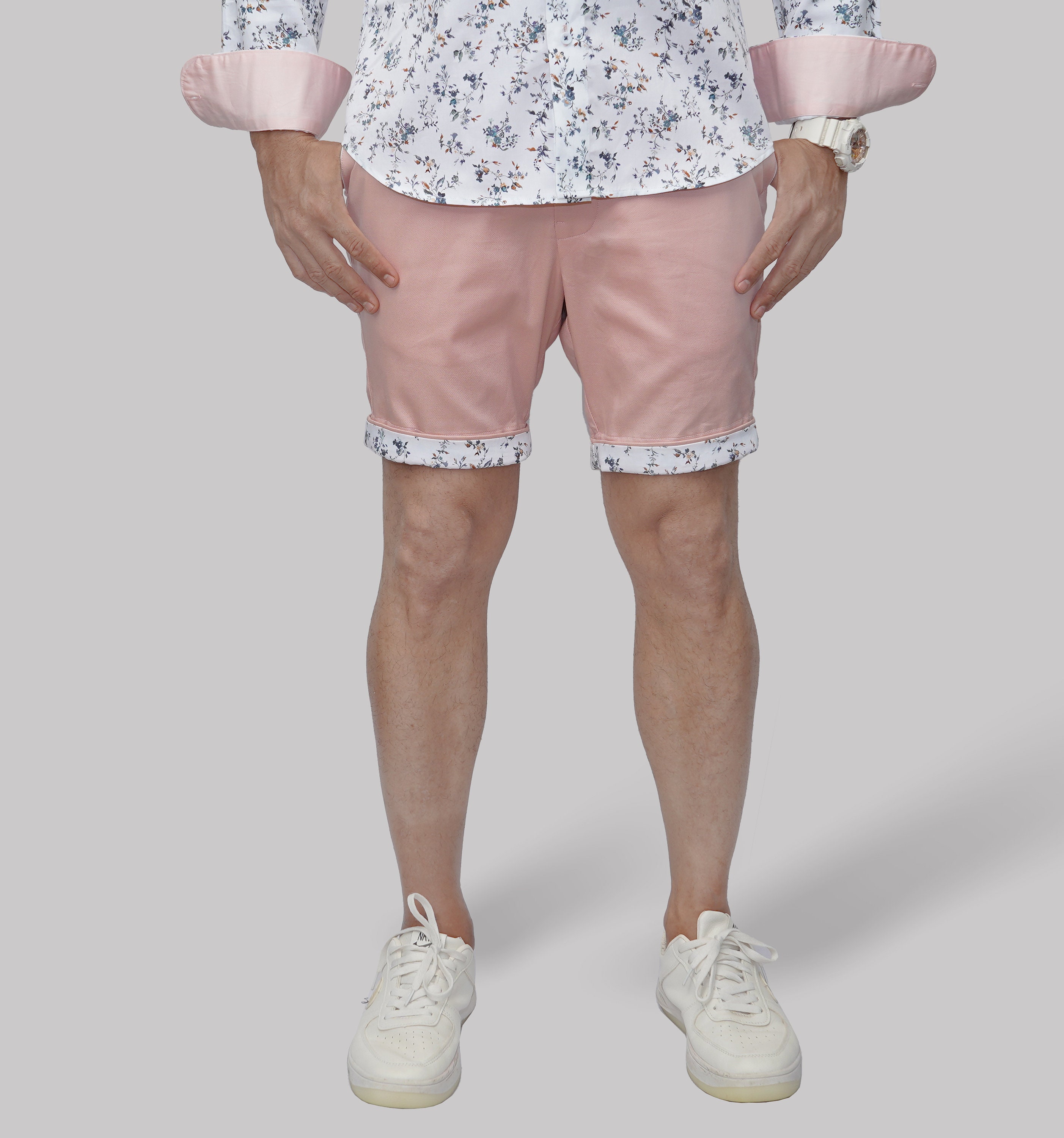 ジャカード織りとエクストラストレッチのコットンショートパンツ