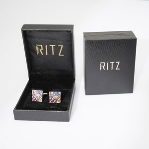 Satin Glass Multi Colored Cufflinks
