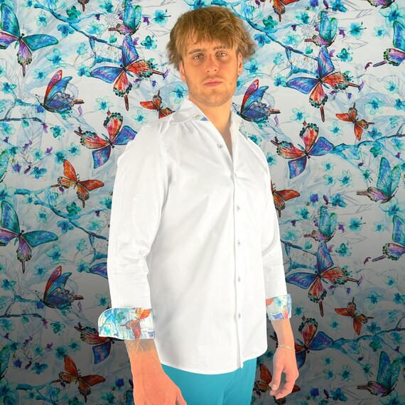 Chemise homme blanche en sergé crêpe japonais satiné, col