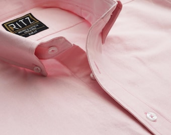 Handmade Oxford Shirt: Men's Luxury Cotton Button-Down - Joyful Pink