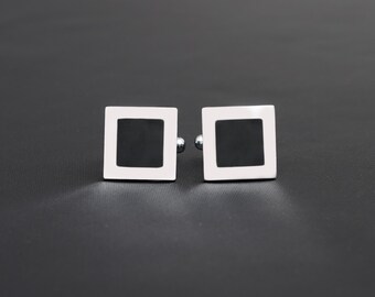 リッツ クラシック ブラック＆シルバー カフスボタン - Etsy 日本