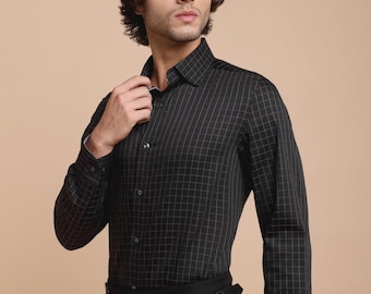 Camisa Mosaico Casablanca para hombre: Camisa de vestir de algodón puro sin planchado