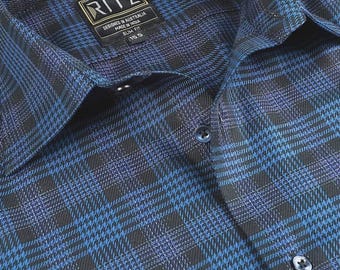 Camisa de pata de gallo para hombre: tejido de sarga de algodón que no necesita planchado