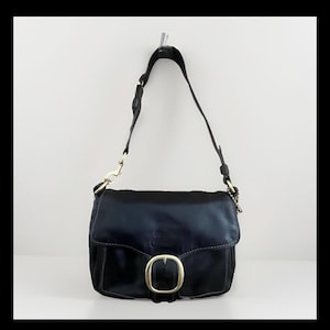 Gorgeous vintage Coach 12405 Bleeker shoulder bag purse black leather gold buckle magnetic flap in great condition