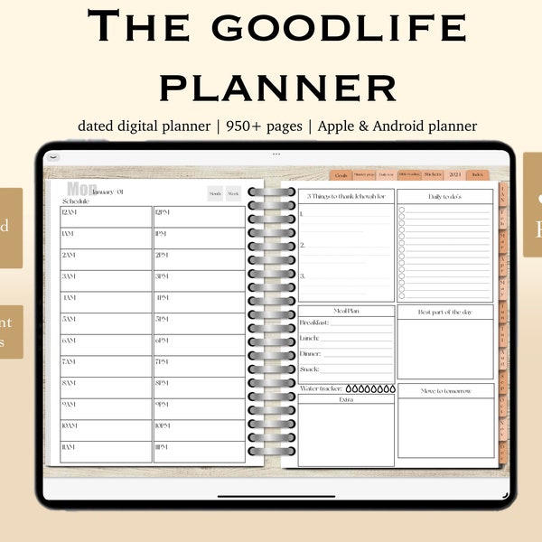 The Goodlife Planner | JW Planner | iPad planner | JW Life Planner | JW Planner for Goodnotes | Hyperlinked planner | free digital stickers