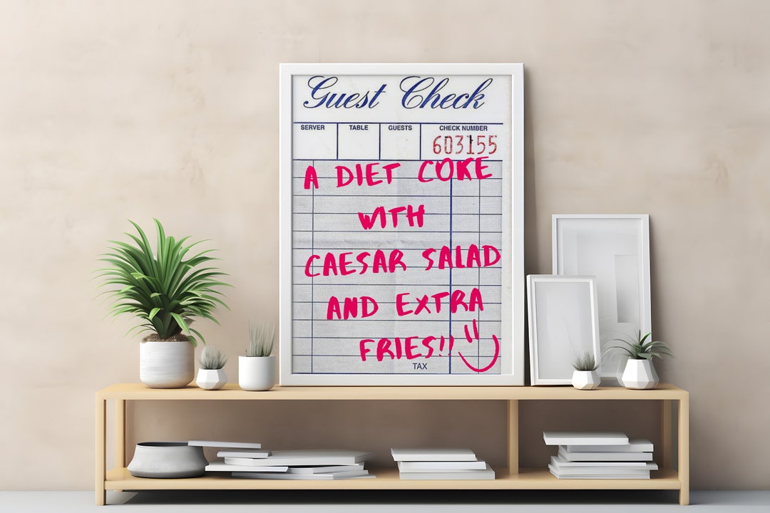 Guest Check Poster Diet Coke Caesar Salad French Fries Etsy