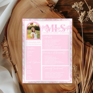 Plantilla de currículum de hermandad: plantilla digital de currículum de hermandad, hermandad preppy rosa, plantilla de currículum para chica de hermandad, currículum compatible con ATS