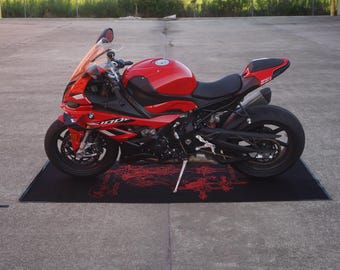 Motorcycle Custom Pit Mat Accessories, Floor Bottom Rug , MotorBike, Engine Mat, Ducati, BMW, Kawasaki,Lover Fanatic, Man Woman Gift
