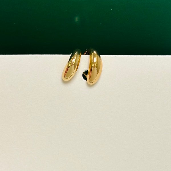 Gold Duo Plated Hoops Earrings- Dainty  Hoop Earrings in Gold - Minimalist Hoop Earrings- Birthday Gift