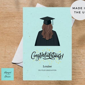 Elegant Graduation Card – Silhouette Design – Personalised Name Option – “Congratulations on Your Graduation” – University, College, School