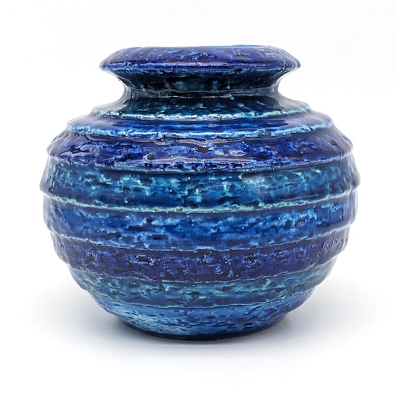 Vintage Aldo Londi Bitossi Cordova Vase: Rimini Blue Italian Pottery