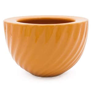 Vintage Orange Flower Vase Bowl Edible Arrangements |Collectible Bowl or Planter Orange 70s Style Swirl Rings | Versatile Ceramic Home Decor