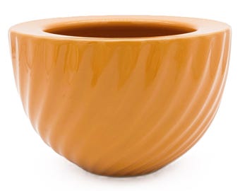 Vintage Orange Flower Vase Bowl Edible Arrangements |Collectible Bowl or Planter Orange 70s Style Swirl Rings | Versatile Ceramic Home Decor