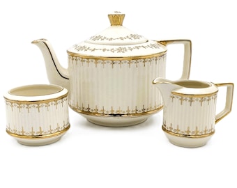 Rare Sadler Teapot Creamer Sugar Bowl Set | Unique Coffee Teapot Set Sadler Extremely Rare England Staffordshire Tea Set Vintage #3094