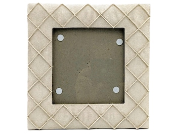Vintage Photo Frame Pearls Beaded Square Picture Frame | Ornate Quilted Fabric and Pearls Like Picture Frame |Pearls Cream Classic Photo 5x5